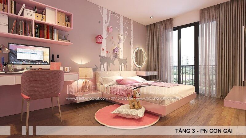 Trang trí nội thất phòng ngủ con gái ấn tượng với mẫu giường ngủ hiện đại